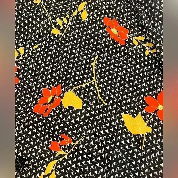 ModCloth A Line Midi Skirt Womens XL Black Floral Geometric Pockets - Picture 7 of 10